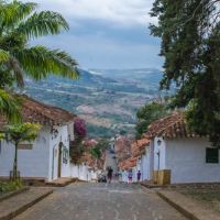 Cobbled streets and colonial architecture in Barichara, Colombia